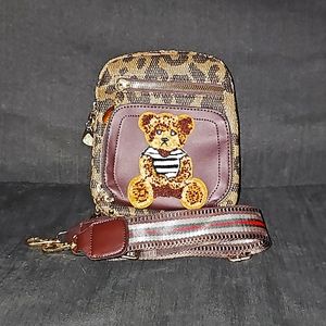 Leopard print Teddy Bear mini shoulder/crossbody bag